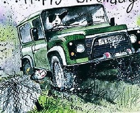 Alex Clark LAND ROVER DEFENDER ``OFF ROADING`` BIRTHDAY CARD by ALEX CLARK