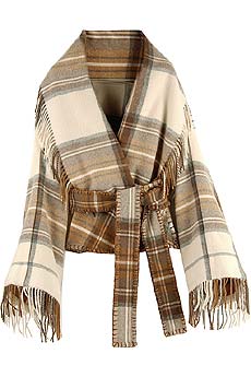 Plaid wool shawl jacket