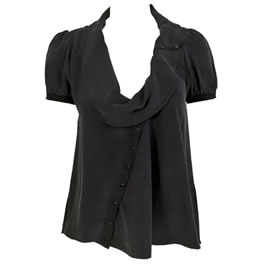 Black Silk Crepe Asymmetric Cap