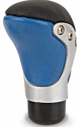 Silver & Blue Leather Gear Knob