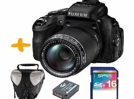 Allcam Bundle: Fuji HS50 EXR Super Zoom Digital Bridge Camera   16GB Class10 SDHC Memory Card   Allcam SLR Camera Case   Spare NP-W126 Rechargeable Battery (Fujifim Finepix HS50EXR, 42x Optical Zoom, 16MP CM