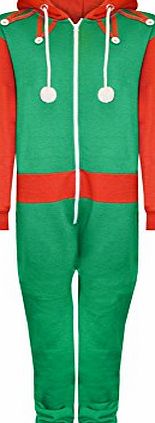 Novelty Unisex Mens Ladies Elm Santa All in One Christmas Onesie Costume Jumpsuit (Large, Red)