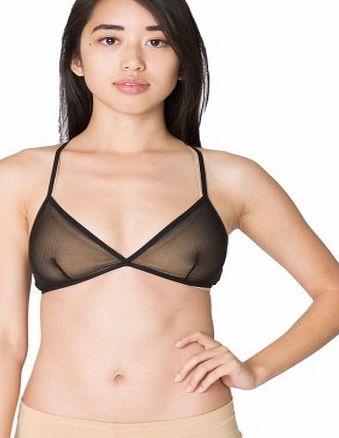 American Apparel Nylon Spandex Micro-Mesh Triangle Cross-Back Bra - Black / L