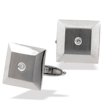 White Gold Diamond Cuff Links (641)