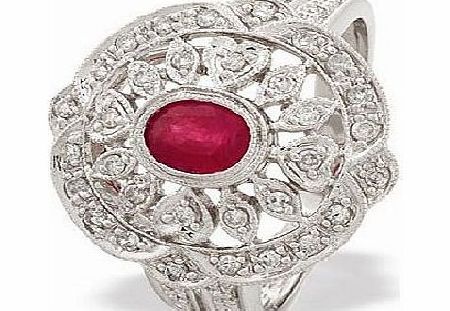 White Gold Diamond Ruby Ring (337)