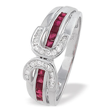 White Gold Diamond Ruby Ring (710)