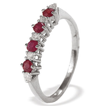 White Gold Diamond Ruby Ring (832)