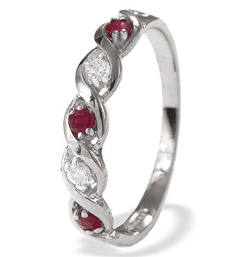 White Gold Diamond Ruby Ring (841)