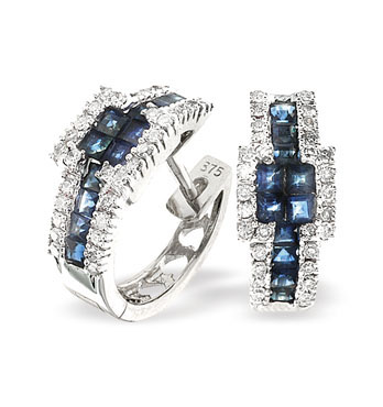 White Gold Diamond Sapphire Earrings (773)