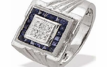 White Gold Diamond Sapphire Ring (099)