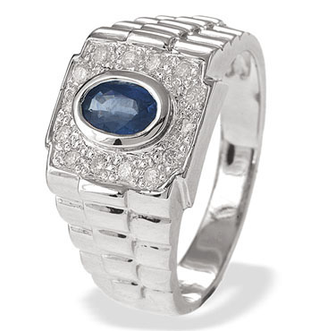 White Gold Diamond Sapphire Ring (122)