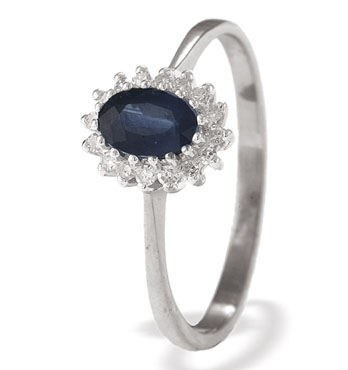 White Gold Diamond Sapphire Ring (784)