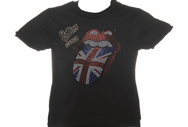 Amplified Kids Kids Diamante Rolling Stones UK Flag Charcoal