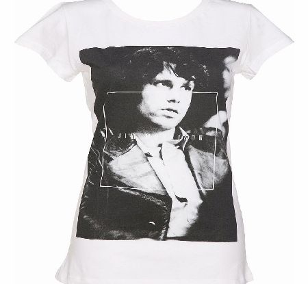 Ladies White Jim Morrisson Photographic T-Shirt