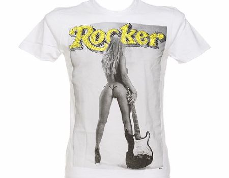 Mens Diamante Kylie Rocker White T-Shirt