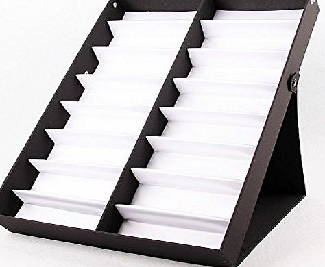 Amzdeal 16 Slots Eyewear Sunglass Display Showing Box Tray Case Glasses Storage Box for 16 Eyeglasses