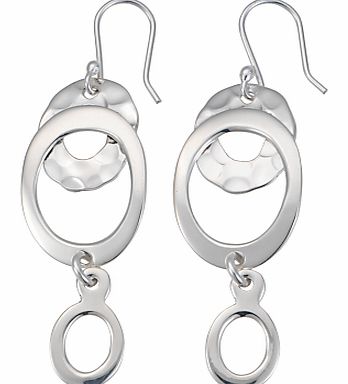 Hammered Open Oval Drop Earrings