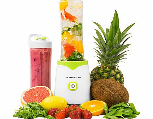 Andrew James Personal Smoothie Blender Machine, Includes 2 x 600ml Lockable Bottles, 2 Year Warranty