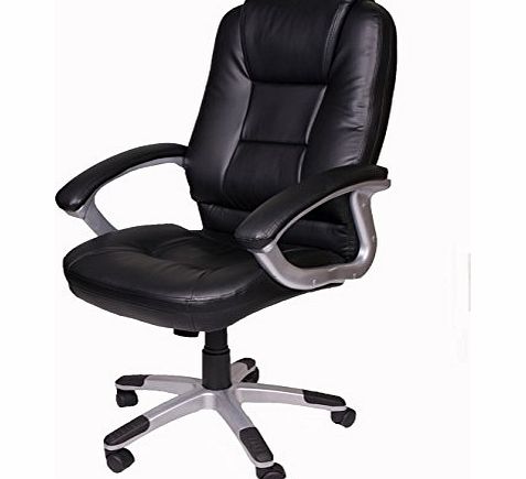 BLACK HIGH BACK EXECUTIVE OFFICE CHAIR LEATHER SWIVEL, RECLINE, ROCKER COMPUTER DESK FURNITURE