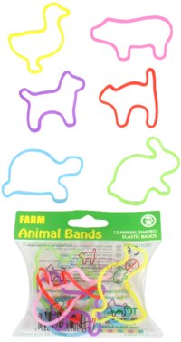 Bands - 12 Farm/Pet Shaped Elastic Bands