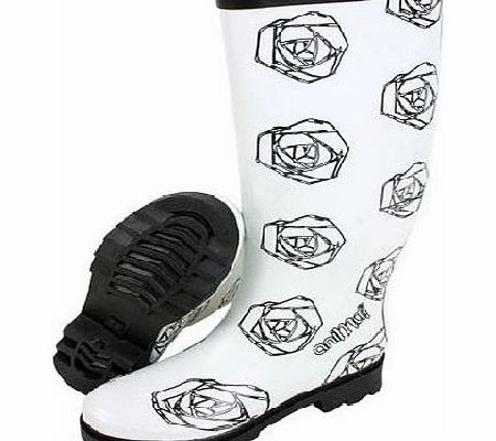 Ladies Animal Spur Wellies 605 Black/white