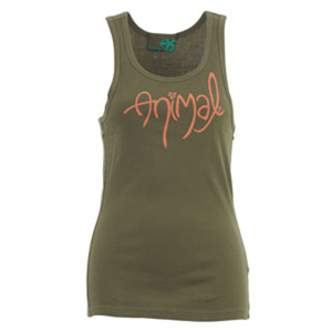 Ladies Animal Causey Rib Vest Top. Spanish Olive