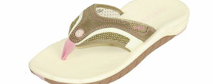 Ladies Animal Eden Flip Flops. Tan