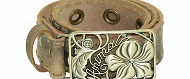 Ladies Animal Vintage Flower Belt. Tan