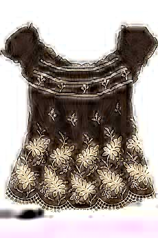 Leaf Embroidered Smock Top