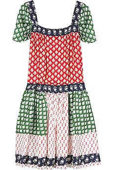 Patchwork habotai dress