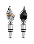 Antica Murrina Veneziana Flame - Black and Silver Murano Glass Bottle Cap