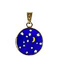 Moon and Stars - Murano Glass Round Pendant