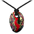 Ostrica - Red/Gold Murano Glass Pendant w/lace