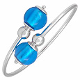 Venere - Sterling Silver Bangle with Blue Murano Glass