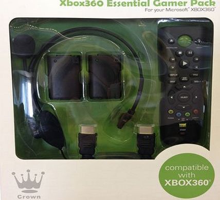 Antigrav Media Crown Essential Gamer Accessory Pack (Xbox 360) - Black