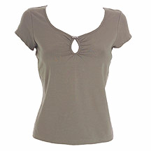 Khaki button loop detail top