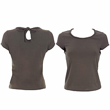 Khaki plaited neckline jersey top