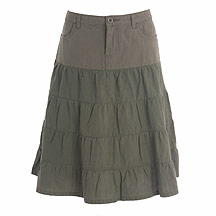 Khaki tiered herringbone skirt