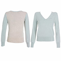 Light blue two tone v neck jumper