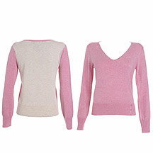 Pink two tone v neck jumper