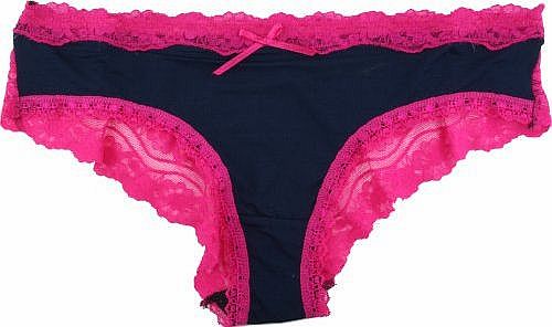 Lace Trim Mini Briefs Navy Blue + Pink BR339 Size 12