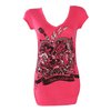 V Neck Side Rouched Tee (Magenta)