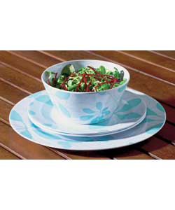 Aqua Floral 12 Piece Melamine Outdoor Set