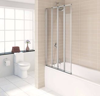 Aqualux, 1228[^]63152 Folding Bath Screen Silver/Clear 820 x