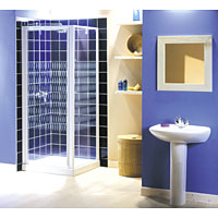 White/Ribbon 760mm Pivot Door Square Shower Enclosure