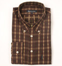 Mens Burgundy House Check Long Sleeve Shirt