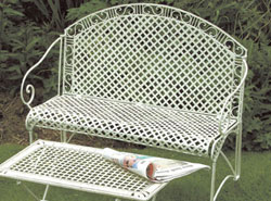 Arboreta Antique Cream Wrought Iron Garden Bench