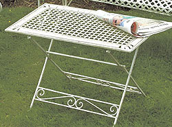 Antique Cream Wrought Iron Garden Coffee Table