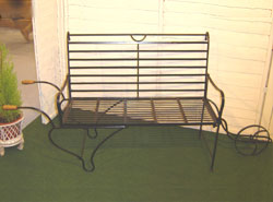 Arboreta Black Wrought Iron Wheelbarrow Garden Bench