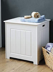 Arboreta White Wood Storage Chest with Hinged Lid